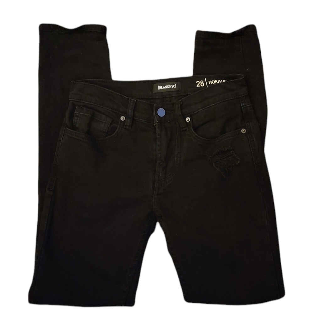 Blank NYC Black Horbatio Distressed Ripped Skinny Jeans 28